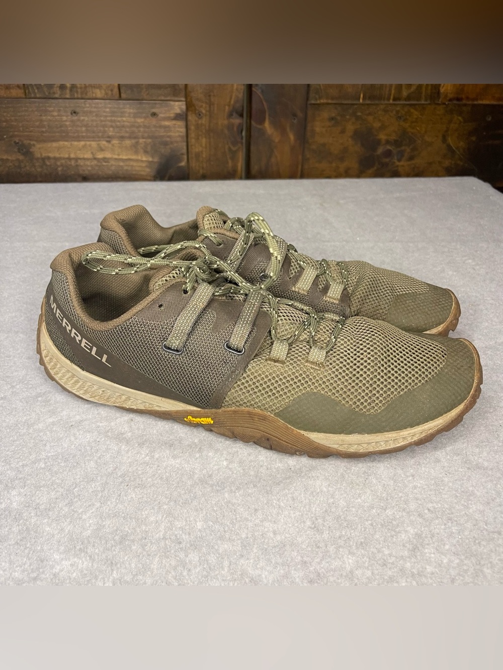 Merrell Mens 13 Trail Glove 6 Barefoot Running Shoe Lichen Green Vibram Gorpcore